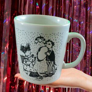 Vintage Bjorn Wiinblad September Saison Start Coffee Mug Black/White Danish Art